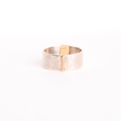 wide silver band with 14k gold bar - $75 - 1