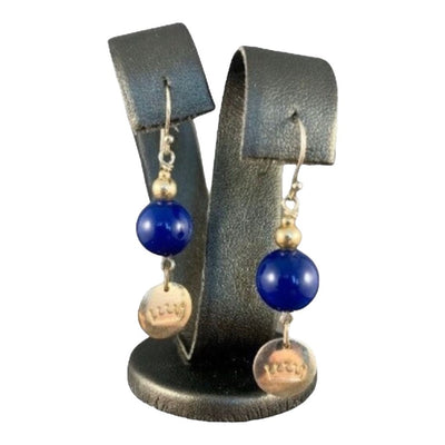 Navy beads & sterling silver Crowns - 1