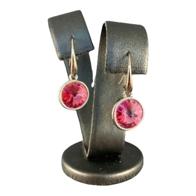Dark Pink Swarovski Crystal Earrings - 1