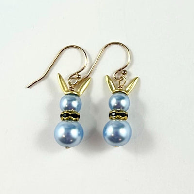 Blue Pearl Bunny Earrings - 1